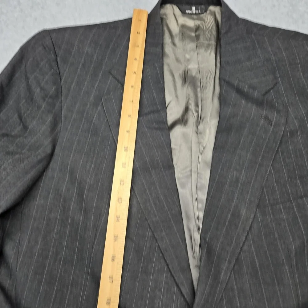 Polo University‎ Club Ralph Lauren Blazer Mens Gray Pinstripe Jacket USA Made